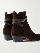 Christian Louboutin - Rosalio Jodhpur Buckled Leather-Trimmed Suede Chelsea Boots - Brown