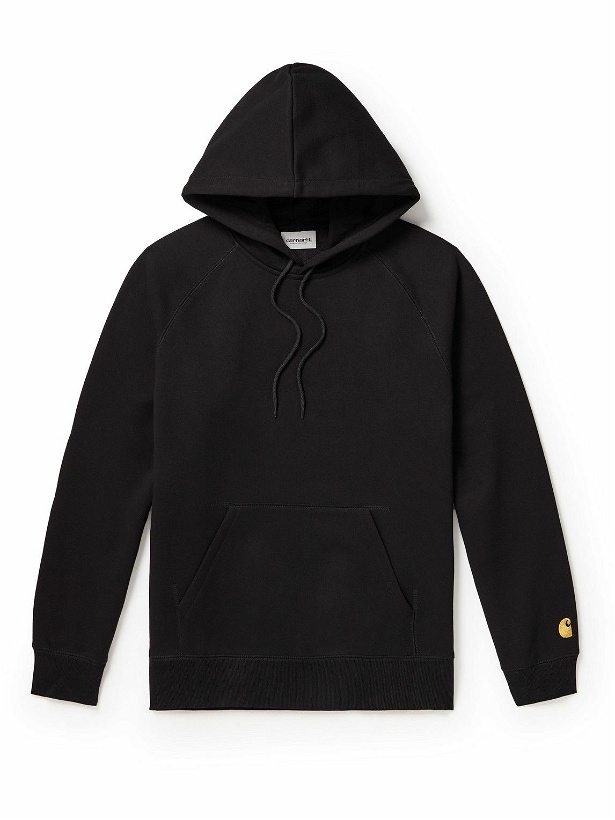 Photo: Carhartt WIP - Chase Logo-Embroidered Cotton-Blend Jersey Hoodie - Black