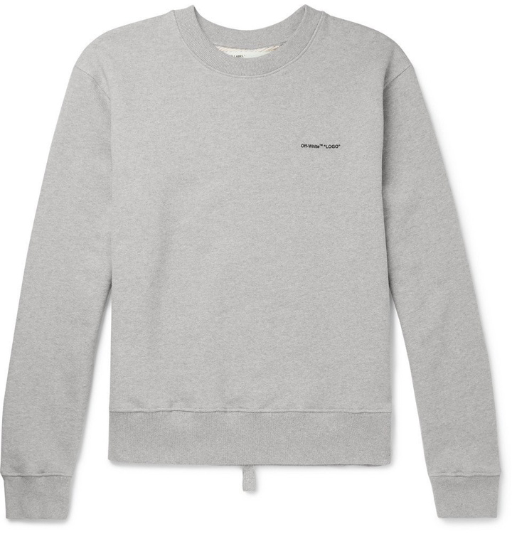 Photo: Off-White - Logo-Print Loopback Cotton-Jersey Sweatshirt - Men - Gray