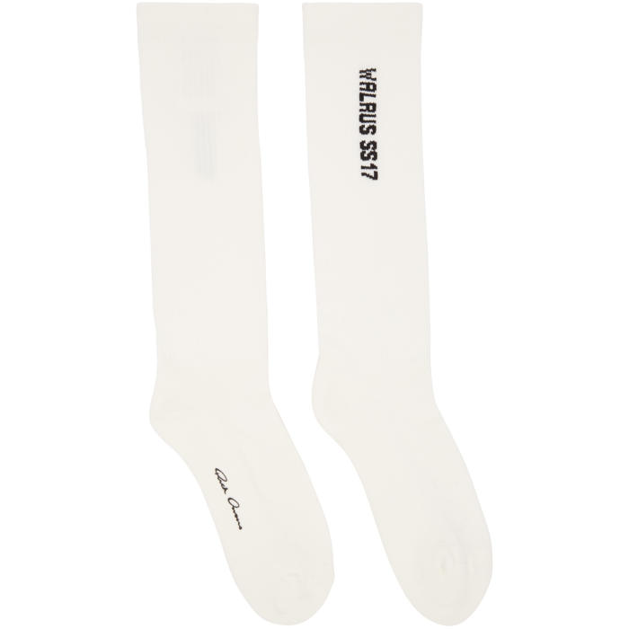 Rick Owens White Logo Socks Rick Owens