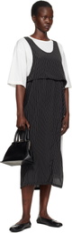 Y's Black & White N-Set In Half Sleeve Midi Dress