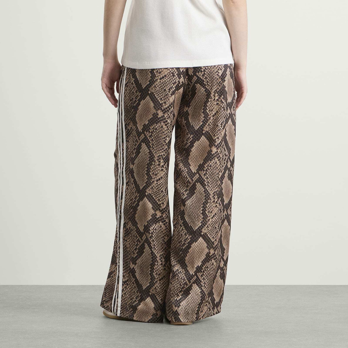 Adidas Women's Satin Wide Leg Track Pant in Linen/Magic Beige