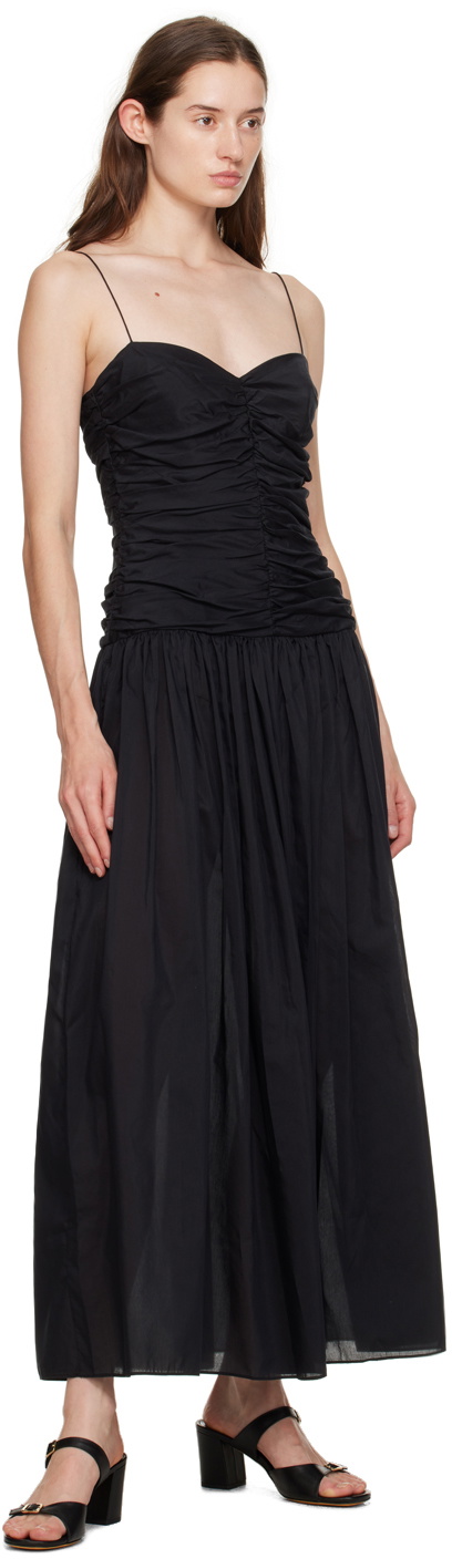 Matteau Black Gathered Midi Dress