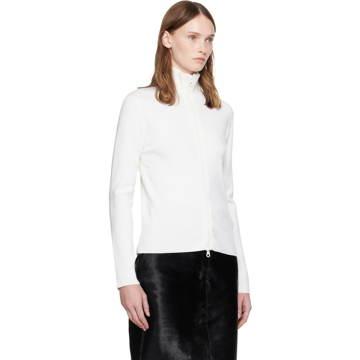 Courrèges White Zipped Merino Wool Cardigan