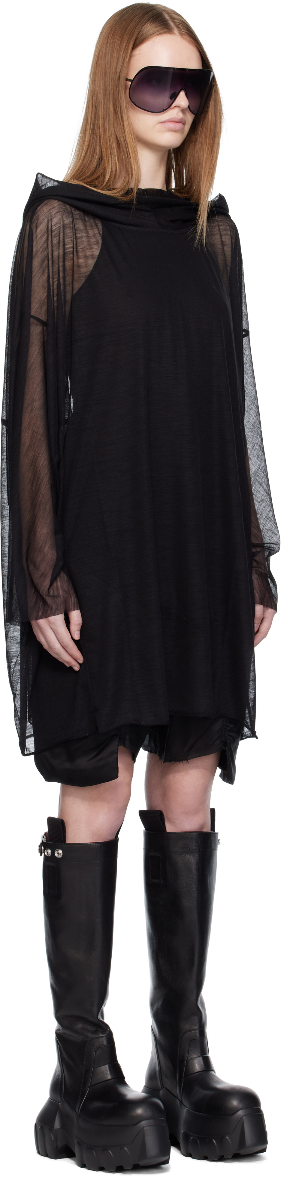Rick Owens Black Concordians Hooded Tunic Hoodie