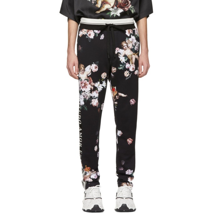 Photo: Dolce and Gabbana Black Floral Angels Lounge Pants