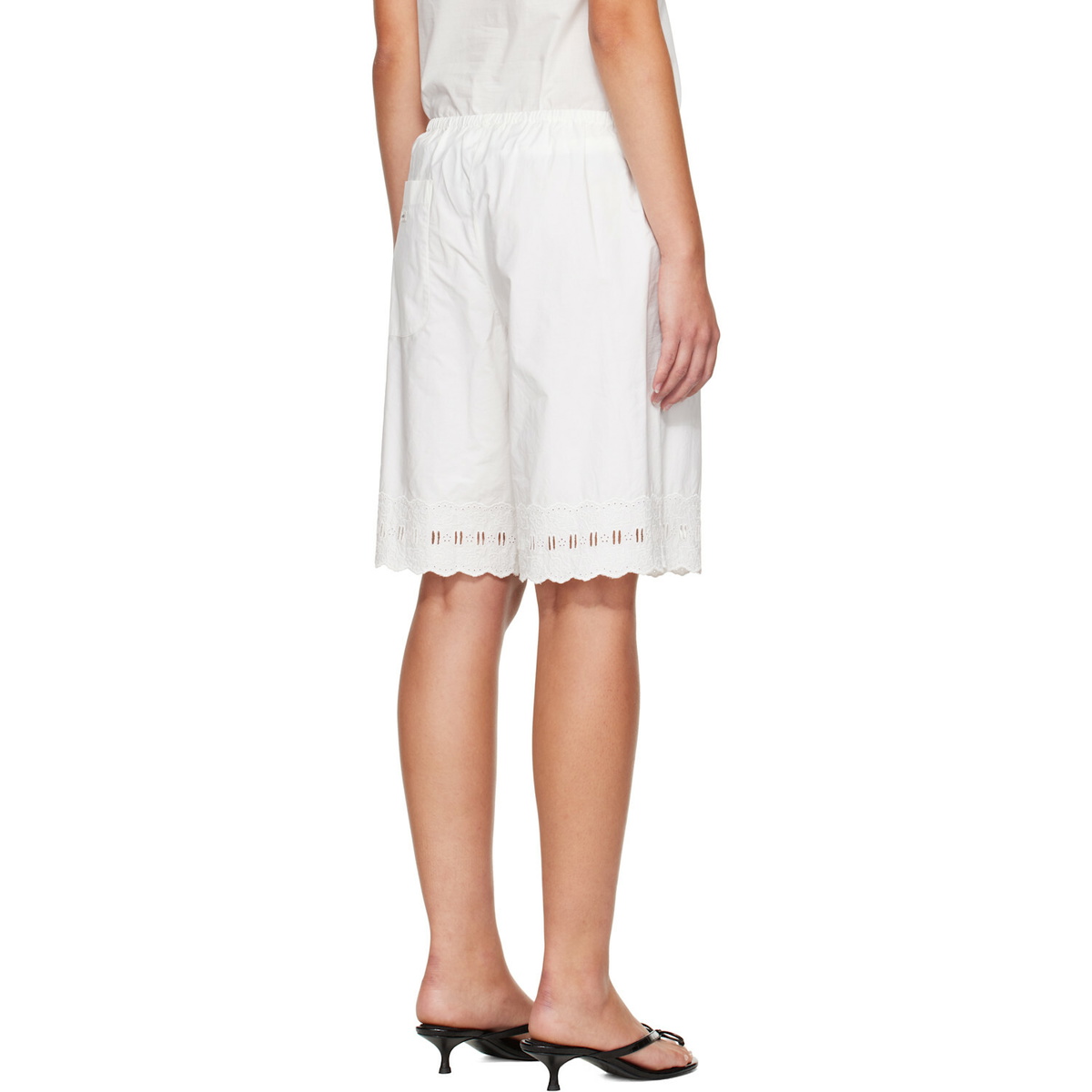 Sandy Liang White Pepita Shorts