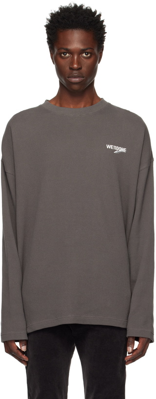 Photo: We11done Gray Printed Long Sleeve T-Shirt