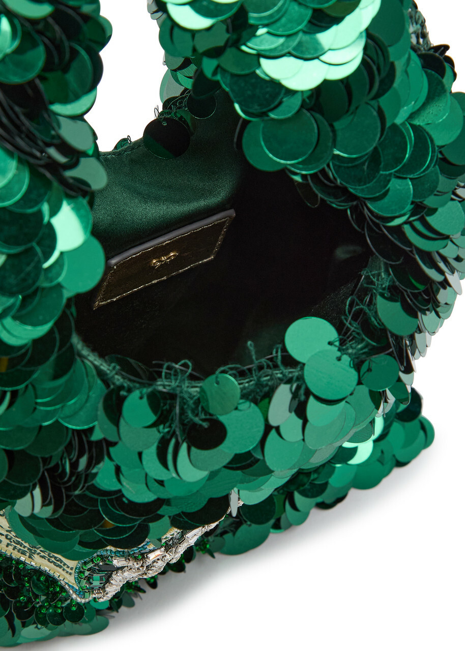 Anya Hindmarch Perrier Mini Embellished Satin Tote bag - Green - One Size