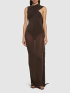 THE ATTICO Sheer Long Dress with Scarf Panel