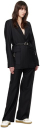 WYNN HAMLYN Black Pinstitch Trousers