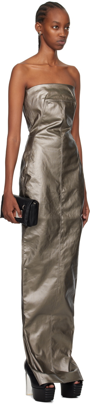 white christmas dresses Rick Owens Strapless Metallic Coated-Denim Mini Dress – LYFSTYLEARCHIVE