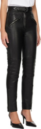BALMAIN Black Biker Leather Trousers