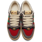Gucci Grey and Red Screener Sneakers