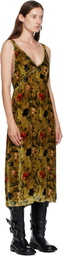 R13 Yellow Grunge Slip Midi Dress