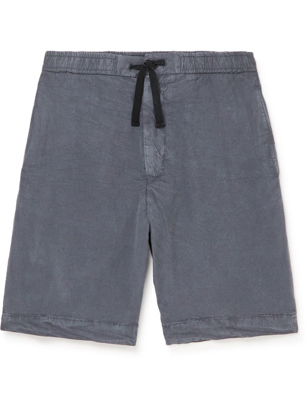 Photo: Officine Générale - Straight-Leg Garment-Dyed Lyocell-Blend Drawstring Shorts - Gray