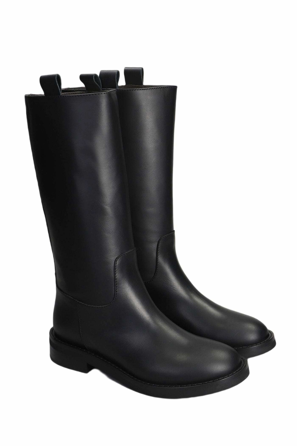 Via Roma 15 Low Heels Ankle Boots In Black Leather