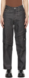 Feng Chen Wang Navy Detachable Deconstructed Jeans