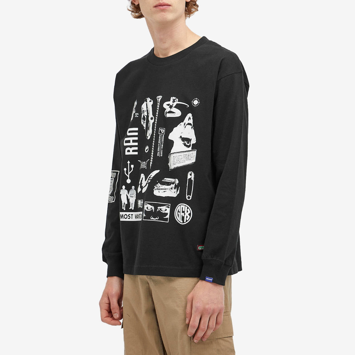 Deva States Men's Arbitrary Long Sleeve T-Shirt in Black