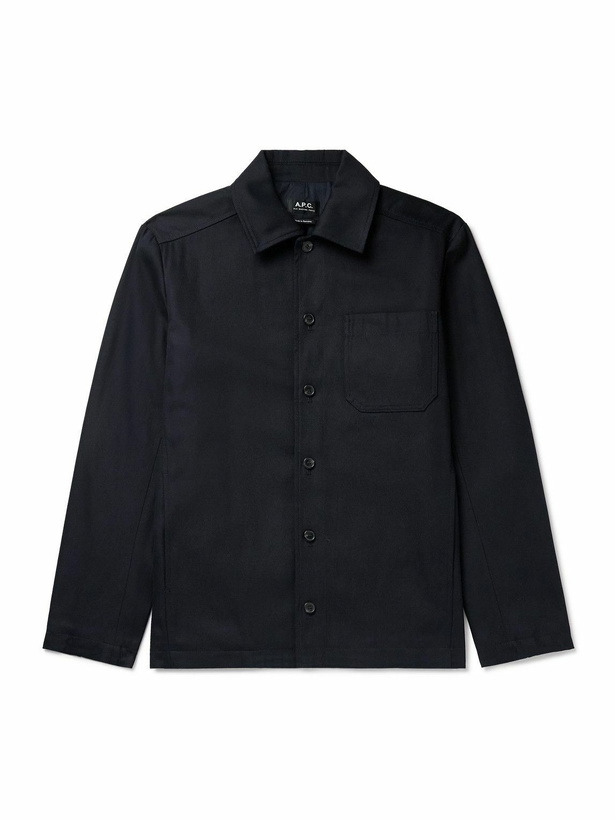 Photo: A.P.C. - Jeffray Cotton and Wool-Blend Twill Overshirt - Blue