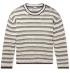 Loewe - Open-Knit Striped Cotton and Wool-Blend Sweater - Blue