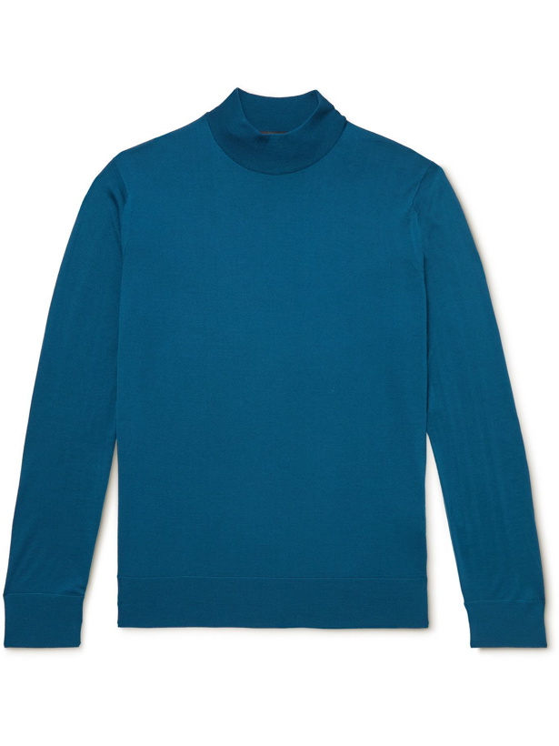 Photo: LORO PIANA - Slim-Fit Wish Virgin Wool Rollneck Sweater - Blue