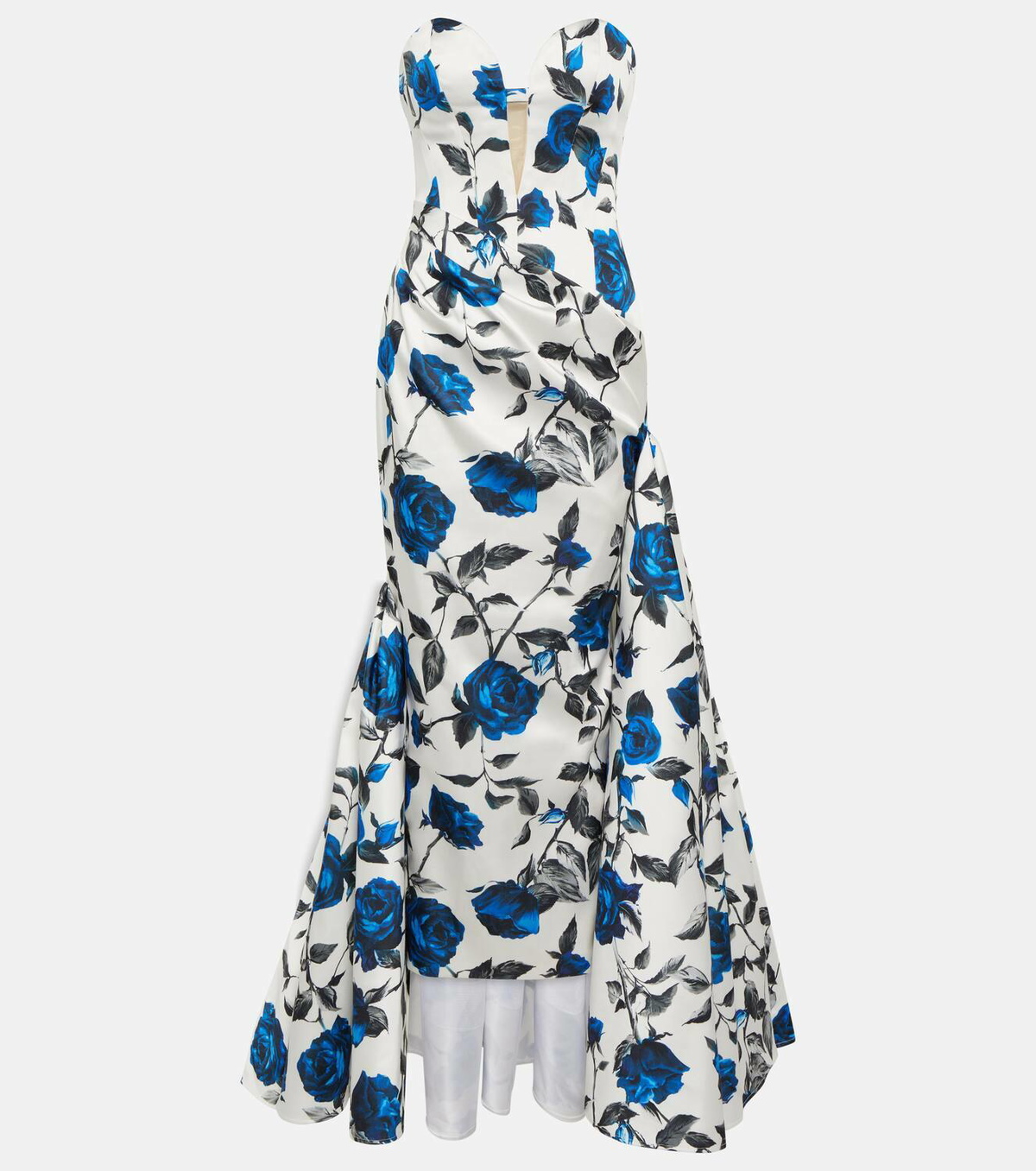 Rasario Draped floral satin gown