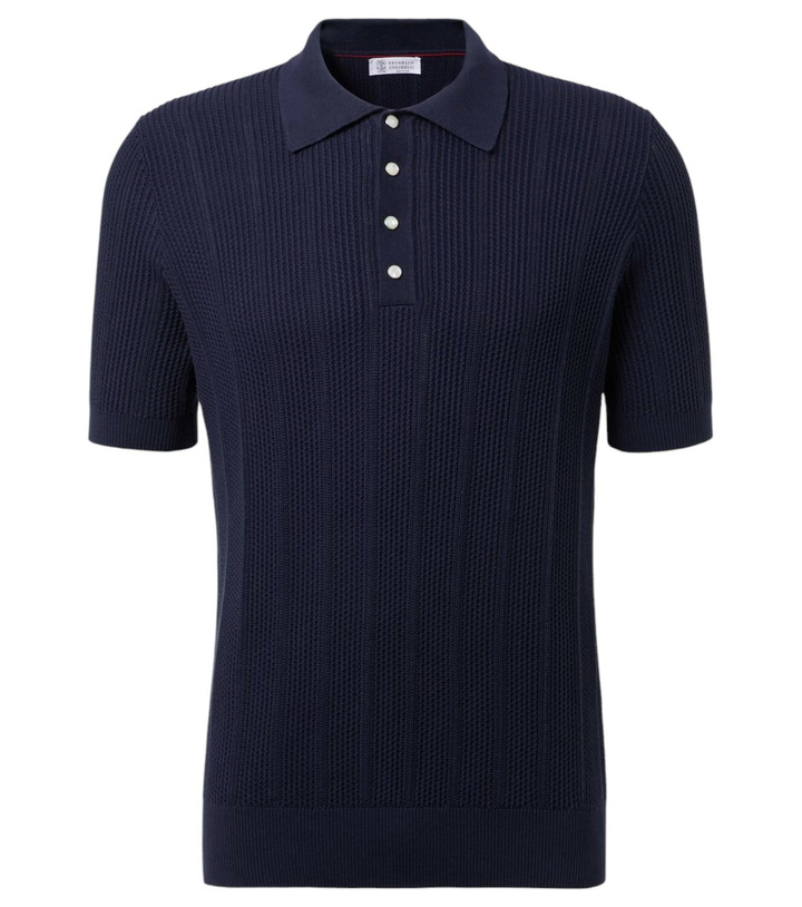 Photo: Brunello Cucinelli Ribbed-knit cotton polo sweater