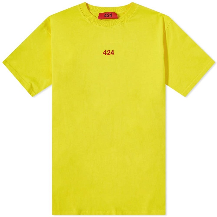 Photo: 424 Men's Alias Red Logo T-Shirt in Yellow
