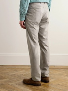 Canali - Slim-Fit Straight-Leg Wool-Flannel Drawstring Trousers - Neutrals