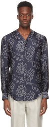 Giorgio Armani Navy & Off-White Silk Jacquard Shirt