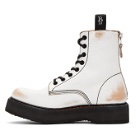 R13 White Distressed Stack Boots