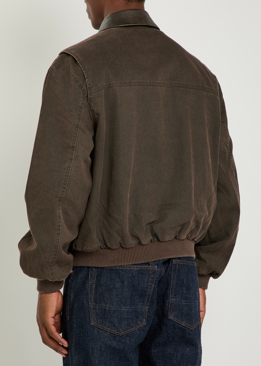 Represent Roscoe Logo-appliquéd Cotton-twill Bomber Jacket Brown