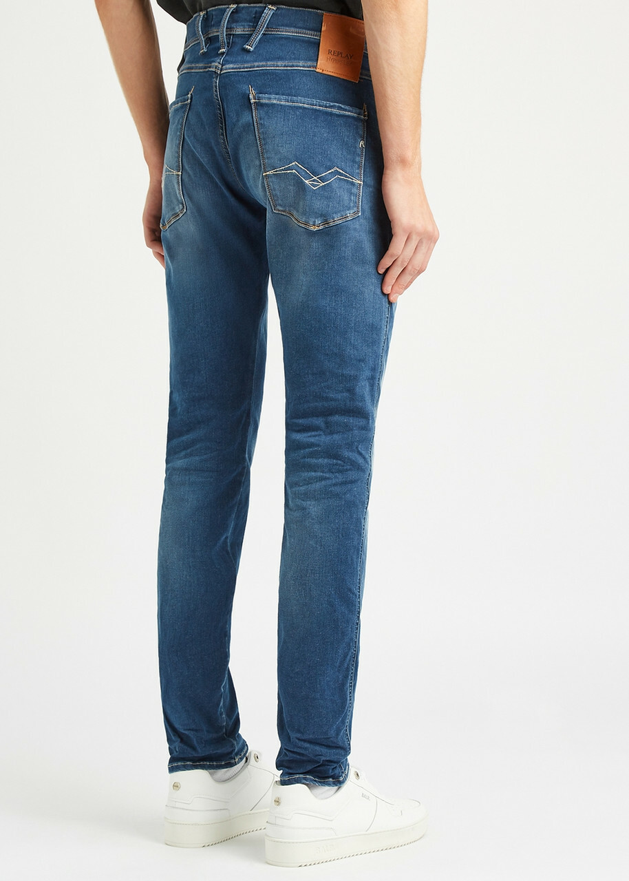 Replay Anbass Hyperflex Re-Used Blue Slim-leg Jeans Mid Blu