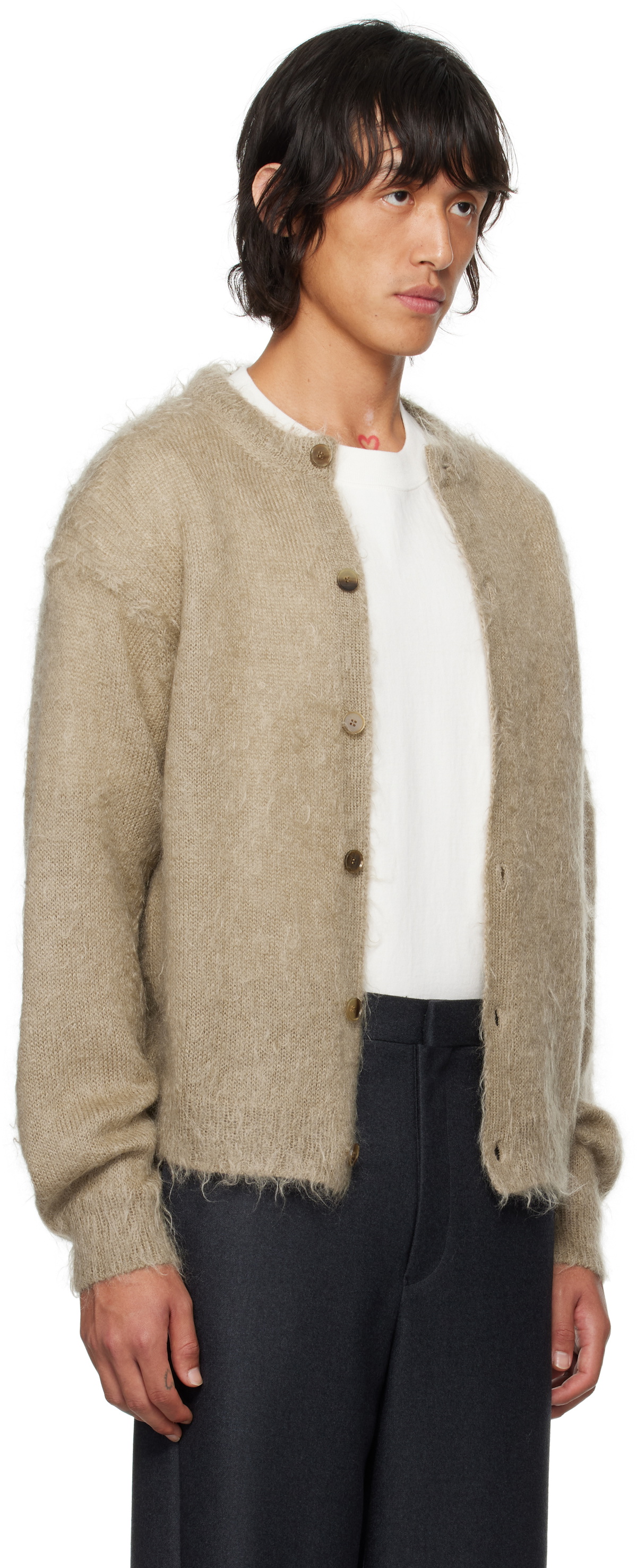 AURALEE Beige Brushed Super Kid Mohair Cardigan