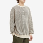 BEAMS Men's Double Heavy Waffle Sweatshirt in Beige