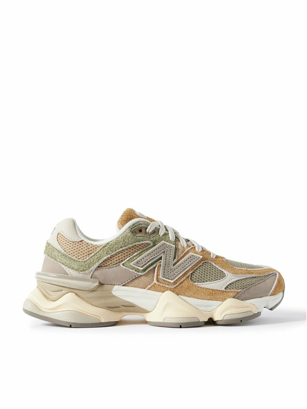 Photo: New Balance - 9060 Suede, Leather and Mesh Sneakers - Green