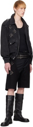Ludovic de Saint Sernin Black Chaps Denim Shorts