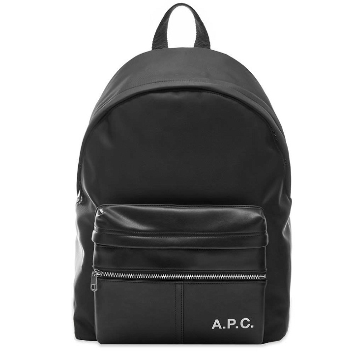Photo: A.P.C. Logo Leather Nylon Backpack