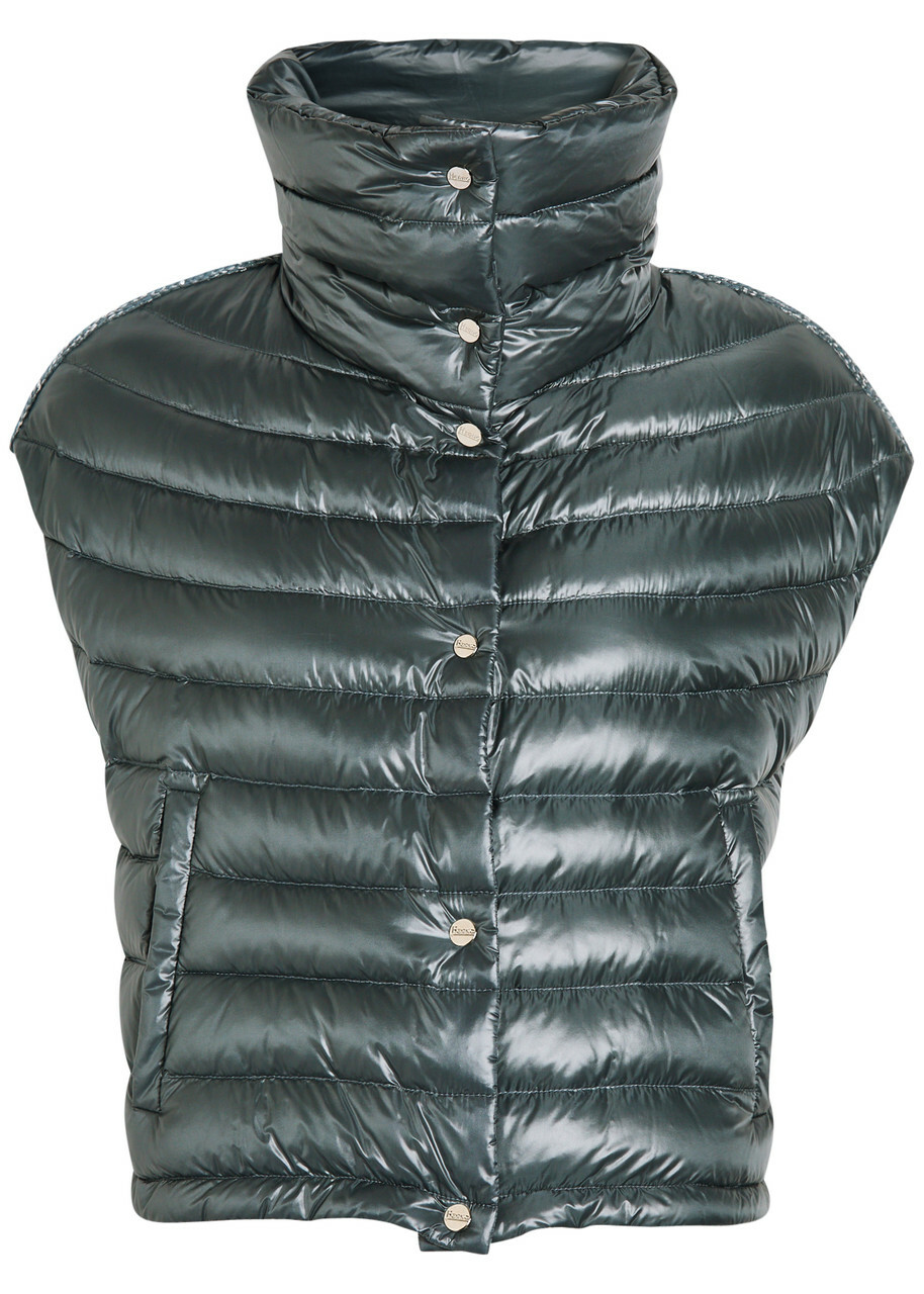 Herno Quilted Glossed Shell Gilet Blue