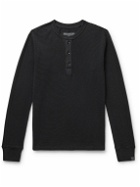 Rag & Bone - Slim-Fit Garment-Dyed Waffle-Knit Cotton Henley T-Shirt - Black