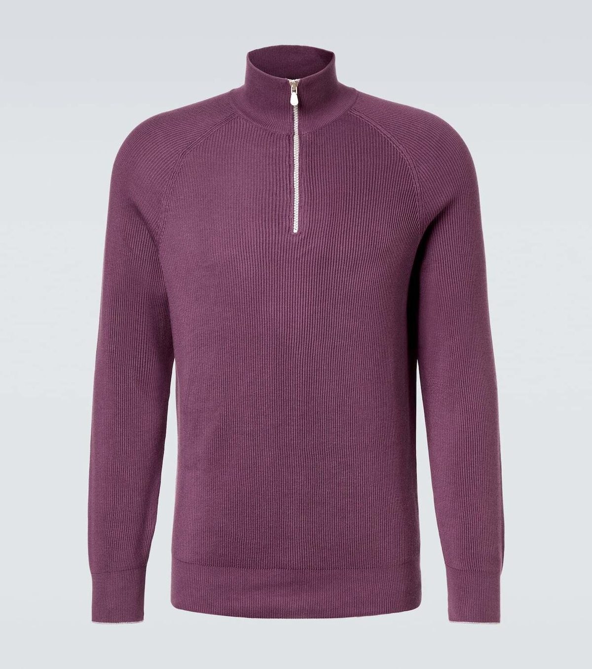 Brunello Cucinelli Ribbed-knit cotton half-zip sweater