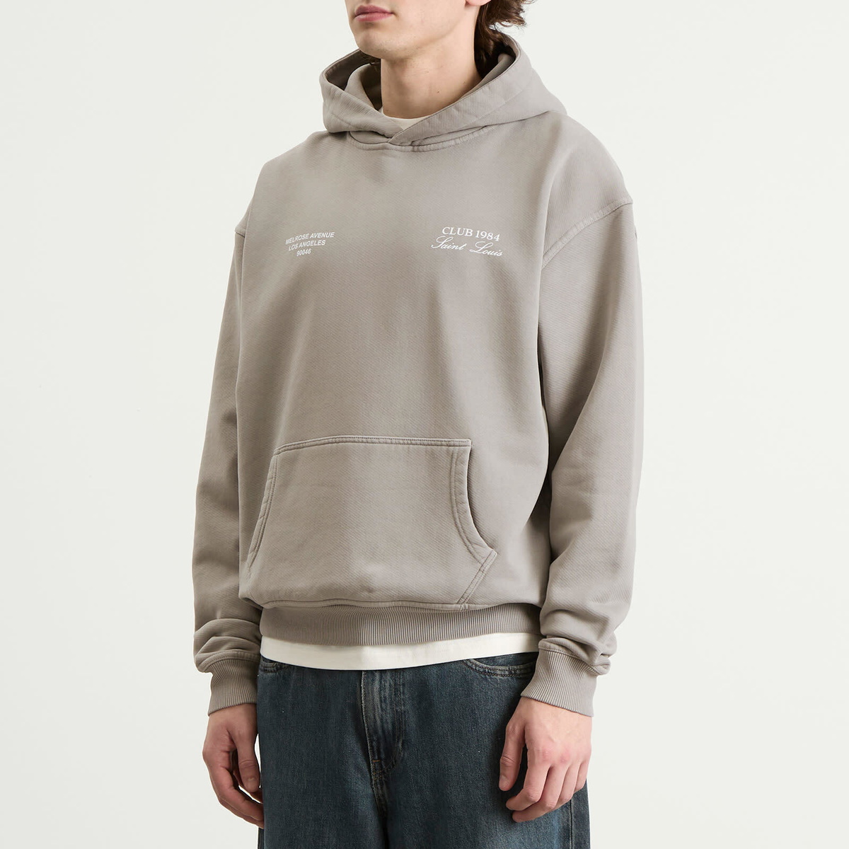 Club 1984 Men's Melrose Hoodie in Light Washed Grey