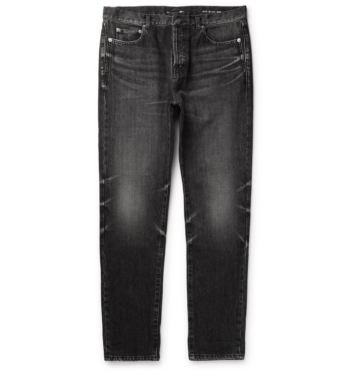 Photo: SAINT LAURENT - Slim-Fit Distressed Denim Jeans - Gray