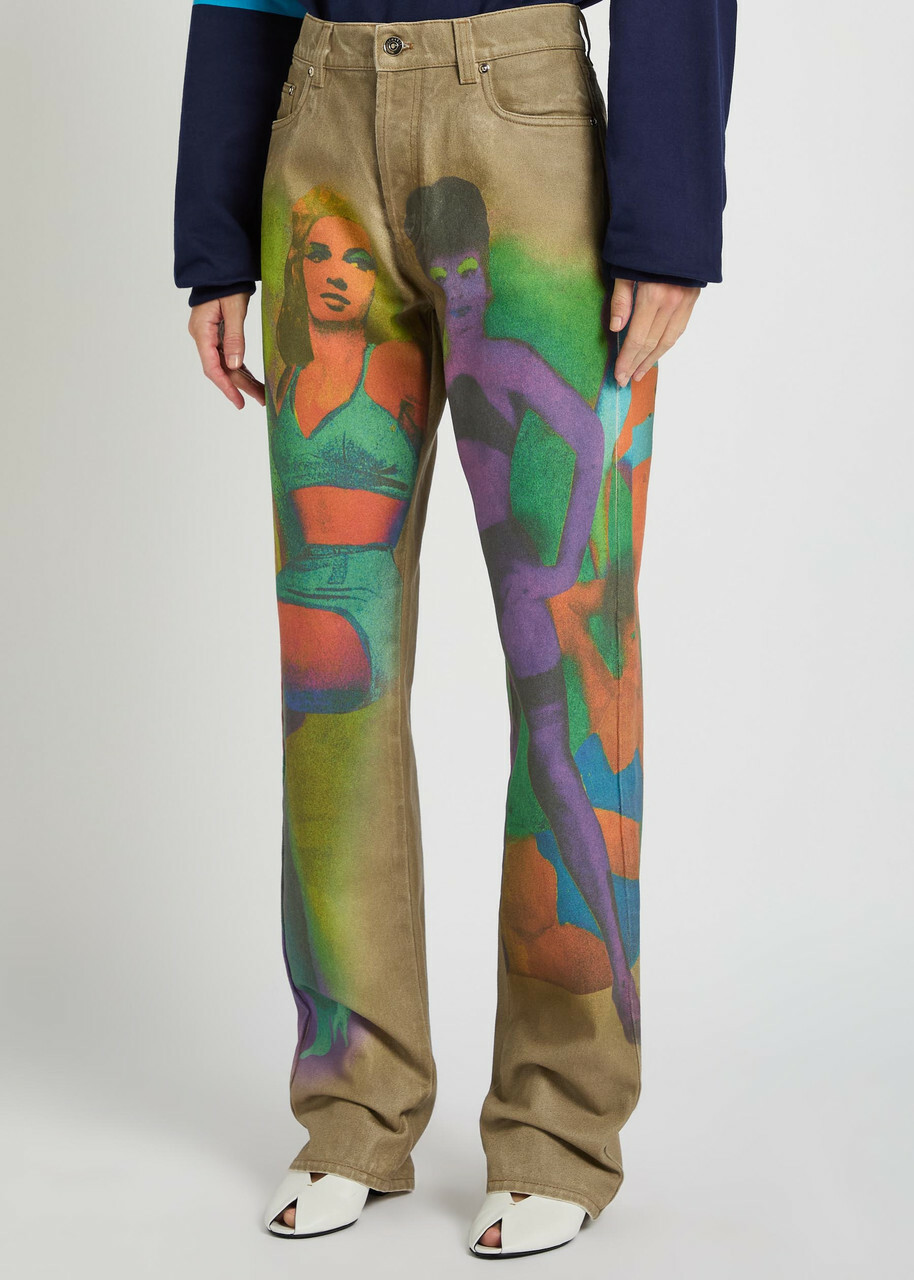 Versace The Femmes Printed Straight-leg Jeans Multicoloured