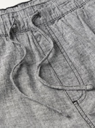 ONIA - Noah Melangé Linen-Blend Chambray Drawstring Shorts - Gray