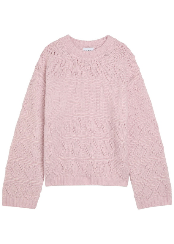 Photo: Ganni Textured Wool-blend Jumper Light Pink