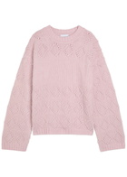 Ganni Textured Wool-blend Jumper Light Pink