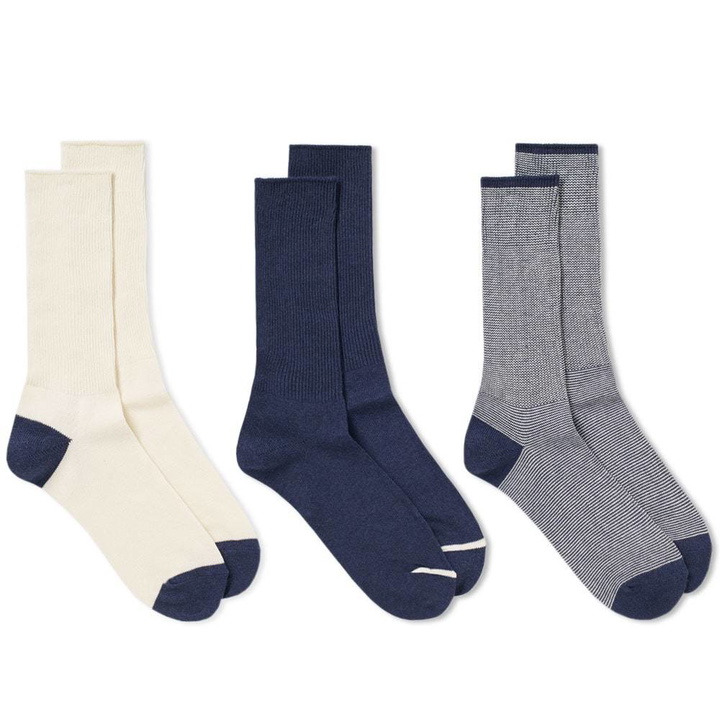 Photo: Anonymous Ism American Rib Crew Sock - 3 Pack Blue