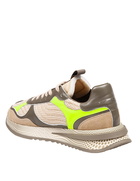 Philippe Model Olympique Sneakers In Leather And Fabric Color Military Green And Yellow